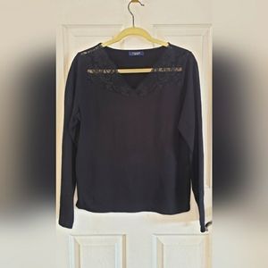 Chaps Long Sleeve Black with Lace